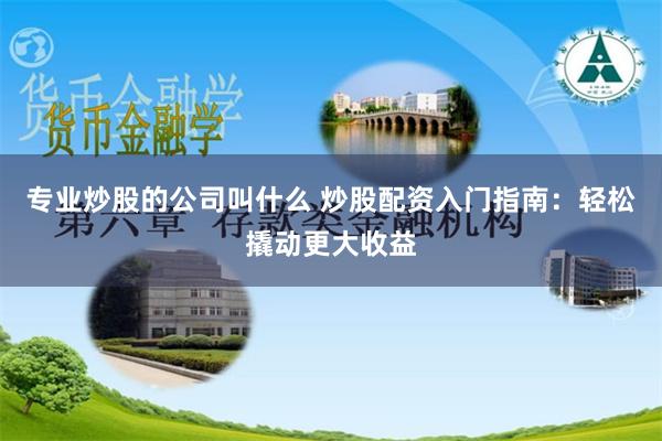 专业炒股的公司叫什么 炒股配资入门指南：轻松撬动更大收益